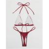 imageSHENHE Womens Halter Micro Triangle Thong Bikini Tie Side 2 Piece Swimsuit Bathing SuitsDeep Red