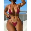 imageSHENHE Womens Halter Micro Triangle Thong Bikini Tie Side 2 Piece Swimsuit Bathing SuitsDeep Red