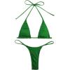 imageSHENHE Womens Halter Micro Triangle Thong Bikini Tie Side 2 Piece Swimsuit Bathing SuitsGreen