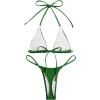 imageSHENHE Womens Halter Micro Triangle Thong Bikini Tie Side 2 Piece Swimsuit Bathing SuitsGreen