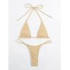 imageSHENHE Womens Halter Micro Triangle Thong Bikini Tie Side 2 Piece Swimsuit Bathing SuitsKhaki