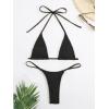 imageSHENHE Womens Halter Micro Triangle Thong Bikini Tie Side 2 Piece Swimsuit Bathing SuitsSolid Black