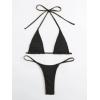 imageSHENHE Womens Halter Micro Triangle Thong Bikini Tie Side 2 Piece Swimsuit Bathing SuitsSolid Black