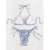 imageSHENHE Womens Halter Tie Side Triangle Bikini Set 2 Piece Bikini Swimsuit Bathing SuitsBlue White