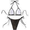 imageSHENHE Womens Halter Tie Side Triangle Bikini Set 2 Piece Bikini Swimsuit Bathing SuitsZebra Print Black