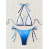 imageSHENHE Womens Micro Bikini Sets Floral Appliques Ombre Halter Tie Side Thong Two Piece SwimsuitBlue