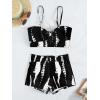 imageSHENHE Womens Tie Dye Tankini Swimsuits High Waisted Tummy Control Bikini SetsBlack