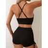 imageSHENHE Womens Tie Dye Tankini Swimsuits High Waisted Tummy Control Bikini SetsBlack Solid