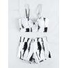 imageSHENHE Womens Tie Dye Tankini Swimsuits High Waisted Tummy Control Bikini SetsBlack White