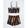 imageSHENHE Womens Tie Dye Tankini Swimsuits High Waisted Tummy Control Bikini SetsBlack and Orange