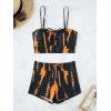 imageSHENHE Womens Tie Dye Tankini Swimsuits High Waisted Tummy Control Bikini SetsBlack and Orange