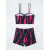 imageSHENHE Womens Tie Dye Tankini Swimsuits High Waisted Tummy Control Bikini SetsBlack and Pink