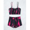 imageSHENHE Womens Tie Dye Tankini Swimsuits High Waisted Tummy Control Bikini SetsBlack and Pink