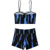 imageSHENHE Womens Tie Dye Tankini Swimsuits High Waisted Tummy Control Bikini SetsBlue Black