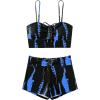 imageSHENHE Womens Tie Dye Tankini Swimsuits High Waisted Tummy Control Bikini SetsBlue Black