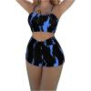imageSHENHE Womens Tie Dye Tankini Swimsuits High Waisted Tummy Control Bikini SetsBlue Black
