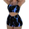imageSHENHE Womens Tie Dye Tankini Swimsuits High Waisted Tummy Control Bikini SetsBlue Black