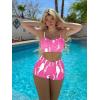 imageSHENHE Womens Tie Dye Tankini Swimsuits High Waisted Tummy Control Bikini SetsPink and White