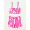 imageSHENHE Womens Tie Dye Tankini Swimsuits High Waisted Tummy Control Bikini SetsPink and White
