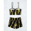 imageSHENHE Womens Tie Dye Tankini Swimsuits High Waisted Tummy Control Bikini SetsYellow Black