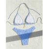 imageSHENHE Womens Two Piece Bikini Set Tie Back Textured Cheeky Halter Swimsuits SwimwearBlue