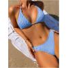 imageSHENHE Womens Two Piece Bikini Set Tie Back Textured Cheeky Halter Swimsuits SwimwearBlue