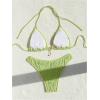 imageSHENHE Womens Two Piece Bikini Set Tie Back Textured Cheeky Halter Swimsuits SwimwearLime Green