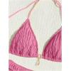imageSHENHE Womens Two Piece Bikini Set Tie Back Textured Cheeky Halter Swimsuits SwimwearPink