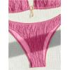 imageSHENHE Womens Two Piece Bikini Set Tie Back Textured Cheeky Halter Swimsuits SwimwearPink