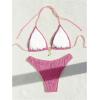 imageSHENHE Womens Two Piece Bikini Set Tie Back Textured Cheeky Halter Swimsuits SwimwearPink