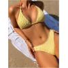 imageSHENHE Womens Two Piece Bikini Set Tie Back Textured Cheeky Halter Swimsuits SwimwearYellow