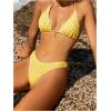 imageSHENHE Womens Two Piece Bikini Set Tie Back Textured Cheeky Halter Swimsuits SwimwearYellow