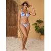 imageSHENHE Womens Underwire Bikini Sets 2 Piece Floral Push Up Bikini and High Cut Thong Cheeky Brazilian SwimsuitBlue and White