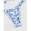 imageSHENHE Womens Underwire Bikini Sets 2 Piece Floral Push Up Bikini and High Cut Thong Cheeky Brazilian SwimsuitBlue and White