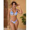 imageSHENHE Womens Underwire Bikini Sets 2 Piece Floral Push Up Bikini and High Cut Thong Cheeky Brazilian SwimsuitBlue and White
