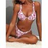imageSHENHE Womens Underwire Bikini Sets 2 Piece Floral Push Up Bikini and High Cut Thong Cheeky Brazilian SwimsuitWhite and Red