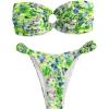 imageSHENHE Womens 2 Piece Bikini Set Summer Solid Ring Strapless Textured BathingsuitGreen