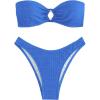 imageSHENHE Womens 2 Piece Bikini Set Summer Solid Ring Strapless Textured BathingsuitRing Blue