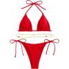 imageSHENHE Womens 2 Piece Sexy Bikini Sets Halter Tie Side Triangle SwimsuitsRed Solid