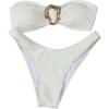 imageSHENHE Womens 2 Piece Strapless Swimsuits High Cut Metal Ring Tube Top Bandeau Bikini SetBeige