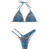 imageSHENHE Womens 2 Piece Striped Triangle Bikini Sets High Cut Halter Swimsuit Bathing SuitBlue