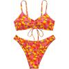 imageSHENHE Womens Floral Bikini Set 2 Piece Criss Cross Tie Back Low Rise Boho SwimsuitsOrange Flower