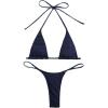imageSHENHE Womens Halter Micro Triangle Thong Bikini Tie Side 2 Piece Swimsuit Bathing SuitsDark Blue B