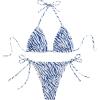 imageSHENHE Womens Halter Tie Side Triangle Bikini Set 2 Piece Bikini Swimsuit Bathing SuitsBlue White