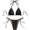 imageSHENHE Womens Halter Tie Side Triangle Bikini Set 2 Piece Bikini Swimsuit Bathing SuitsZebra Print Black