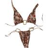 imageSHENHE Womens Leopard Print Swimsuit 2 Piece O Ring Halter Bikini Tie String Bikini SetBrown
