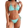 imageSHENHE Womens Metallic Swimsuits 2 Piece Triangle Halter String Bikini Set Rave Bathing SuitsMint Green