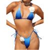 imageSHENHE Womens Micro Bikini Sets Floral Appliques Ombre Halter Tie Side Thong Two Piece SwimsuitBlue