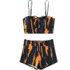 imageSHENHE Womens Tie Dye Tankini Swimsuits High Waisted Tummy Control Bikini SetsBlack and Orange
