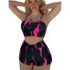 imageSHENHE Womens Tie Dye Tankini Swimsuits High Waisted Tummy Control Bikini SetsBlack and Pink